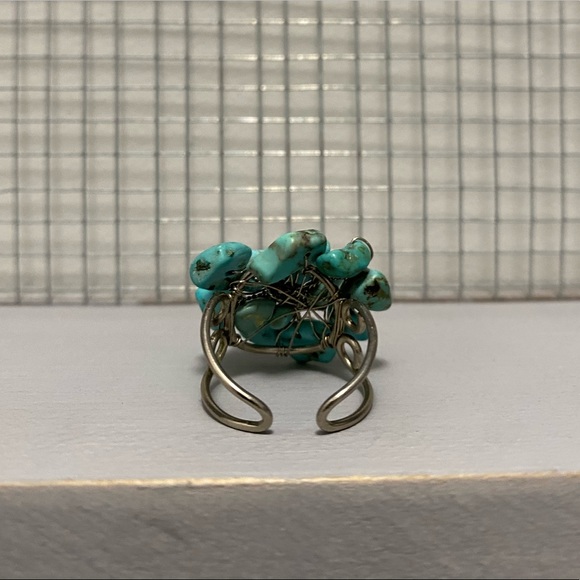 Silver metal, turquoise and purple ring - Picture 4 of 5